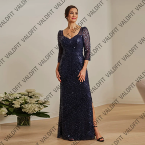 Customized Long Sheath Navy Blue Beading Mother of the Bride Dresses for Weddings Evening Party Dress robes invitee mariage