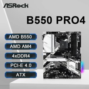 ASRock B550 PRO4 Motherboard AM4 Socket DDR4 4733MHz 128GB PCI-E 4.0 NVME M.2 SATA III Support Ryzen 5 5600 5600G R7 5700X3D CPU