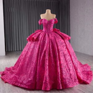 Vestidos 15 Años Quinceañera 2025 Luxury Off Shoulder Sweetheart Lace Up Back Rose Pink Beading Sequined Customized Long Dress