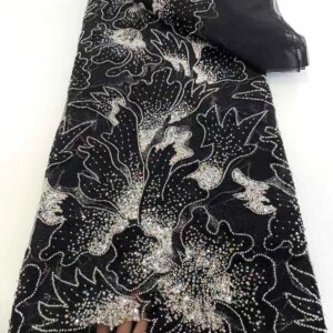 Luxury African Sequins Lace Fabric 2025 High Quality French Lace Fabric Nigerian Groom Beaded Lace Fabric For Sewing Dress