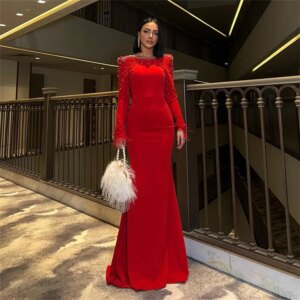 ROYET Luxury Crystals O Neck Long Sleeve Backless Mermaid Evening Dress Floor Length Elegant Formal Prom Gown Customized 2025