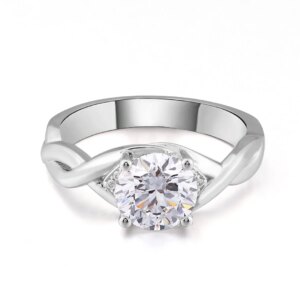 Provence 18K White Gold 1.5CT D color Lab Grown Diamond Ring for women Classic Solitaire Twist Wedding Ring Anniversary Gift