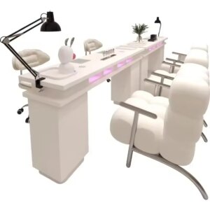 Unique Modern Beauty White Modern Style Metal Air Collection European Nail Manicure Salon Table