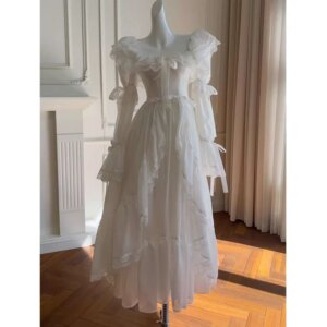 French Court Style Gorgeous Princess Dress Light Luxury Heavy Industry Morning Gown White Fairy Vacation Dress For Women