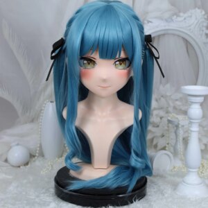 Customize Character Female/Girl Resin Kig Full Head With Lock Anime Cosplay Japanese Anime Kigurumi Mask