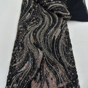 2025 High Quality Heavy Beads Lace Fabric for Wedding Fabric Material Bridal Lace with Sequin Luxury African Lace Fabric 5 Yards