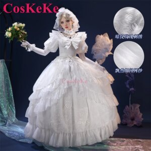 CosKeKe Marie Cosplay Game Identity V Costume Promised Day Gorgeous Elegant White Court Dress Halloween Party Role Play Clothing