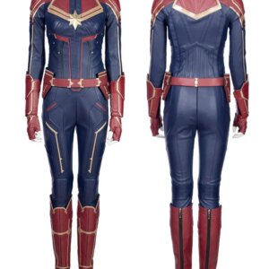 Captain Carol Cosplay Costume Halloween Masquerade Heroine Jumpsuit Team Leader Outfit Full Set with Boots Leather Suit