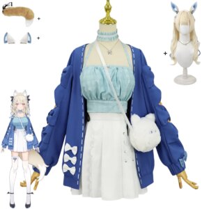 Anime Cosplay Costume English Blue Coat Skirt Uniform Wig Tail Woman Cute Party Suit 2025 Hot SALE