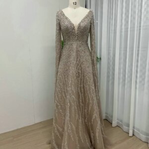 MYMB Arabic Cape Sleeves Luxury Beaded Formal Party Gowns Crystal Rhinestones A-Line Evening Dresses vestidos de novia MB40210