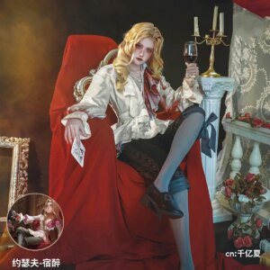 COS-KiKi Anime Identity V Joseph Hangover Skin Red Wine Rose Game Suit Cosplay Costume Handsome Uniform Halloween Party Outfit