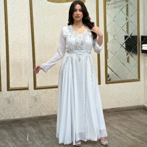 Customized Evening Chiffon Pattern A-line V-neck Bespoke Occasion Gown Midi Dresses