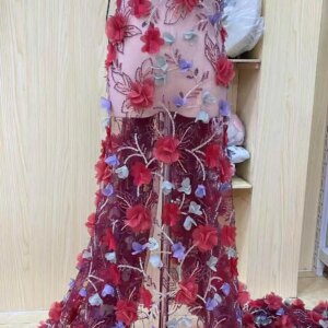 French African 3D Lace Fabric 2025 With Beaded High Quality Embroidery For Women Wedding Dress Nigerian Lace Mesh Fabric 5 Yards
