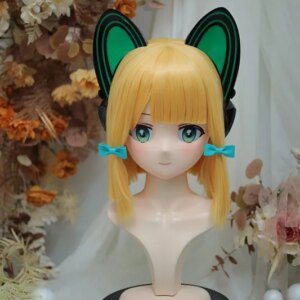 Kigurumi Jae Feather Green Ri Kigurumi mask Full Headband Lock Cosplay Headshell Props Costume Anime Game