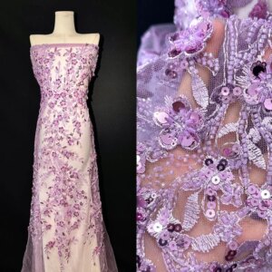 Bead tube embroidery heavy industry couture dress fabric wedding gown