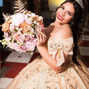 Customized Shiny champagne gold Quinceanera Dress Off Shoulder applique crystal Tull Bow vestidos de 15 Quinceanera