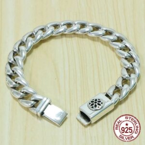 S925 sterling silver bracelet with personality Smooth rough cherry blossom Creative Jewelry Retro Smooth Chain Jewelry