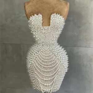 More Pearls White Cocktail Evening Dresses Sleeveless Off Shoulder Mini Above Knee Length Women Prom Dress Sexy Robe De Soriee