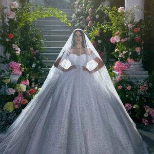 Luxury Boat Neck Glitter Sequined off Shoulder Tulle Wedding Dresses For Woman 2025 Court Train Bridal Gowns vestidos de novia