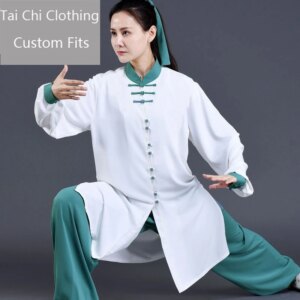 Pearl Silk Tai Ji Suit Women’s Clothing Medium and High-End New Spring Autumn Bluestone Green Men’s Exercise