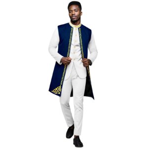 African Men’s Clothing Fashion Embroidered Top And Trousers 2 Piece Set Elegant Classic Slim Party Ball Casual Beautiful Suit
