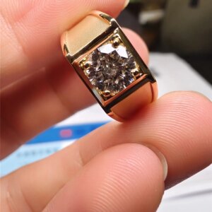 PT950 platinum diamond ring, men’s 1-carat, laboratory-grown diamond wedding ring, 18K yellow engagement ring, IGI HPHT CVD