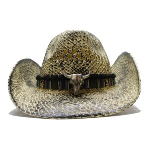 Vintage bull belt cowboy hats for both men and women shade grass