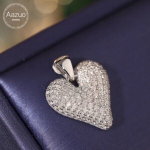 Aazuo Luxury 18K Solid White Gold Real Diamond 0.90ct Fairy Heart Pendent With Chain Gifted For Women Luxury Party 18 Inch Au750