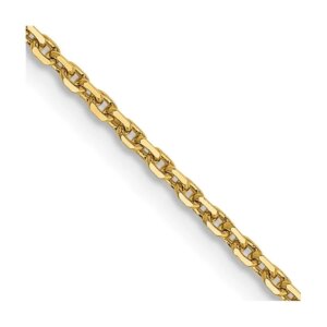 14K 18 inch 1.4mm Diamondcut Round Open Link Cable with Lobster Clasp Chain