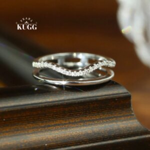 KUGG 100% 18K White Gold Rings Romantic Shiny Style Real Natural Diamond Engagement Ring for Women Wedding Party High Jewelry
