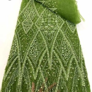 France High-End Handmade Beaded Lace Fabric 2025 Nigerian Embroidery 3D Beads With Sequins Mesh Lace Fabric For Wedding Dress