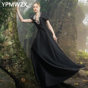Customized Evening Dress Formal Women Party Occasion YPMWZX Asymmetrical A-line Floor Length Skirts Bespoke O