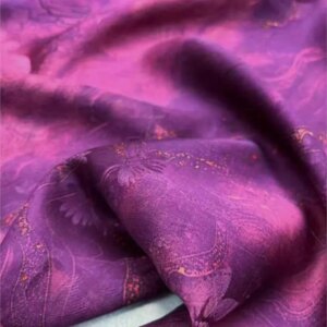 High-end purple 25 momme perforated flower silk fabric cheongsam dress pure