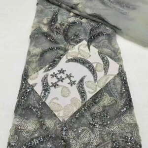 Luxury African Sequins Beaded Lace Fabric 2025 High Quality Groom Nigerian Wedding Bridal Embroidery French Tulle Sewing