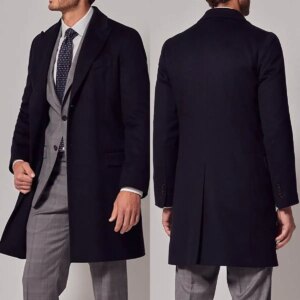 British Style Men’s Single Breasted Winter Jacket Lapel Outwear Vintage Street Long Overcoat Men Wedding Wear Blazer Customized