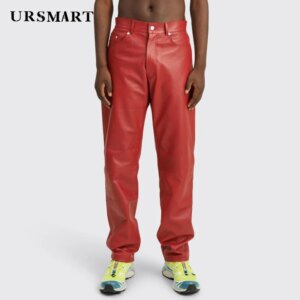 Men’s Black Leather Pants 2024 Spring and Autumn New Product British Fashion Customized Casual Sheepskin Pants for Men