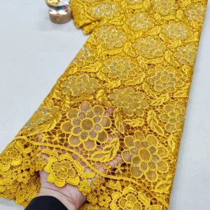 Latest Nigerian Guipure Cord Lace Fabric 2025 High Quality African Sequins Lace Fabric For Bridal Elegant Party Dress Wedding