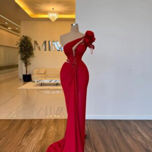 Red Cut Out Flowers Evening Dress Tassel Pleated Delicate Straight Prom Gown Customized Sleeveless Elegant Cocktail Formal Event