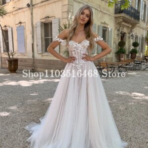 Customized White Bohemian Wedding Dress 2025 Elegant Halter Applique A-line Embroidered Veil Bridal Gowns Vestidos De Noche