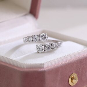 Provence real 10K/14K gold open rings round cut lab diamond gradient wedding engagement rings trendy birthday Anniversary gift