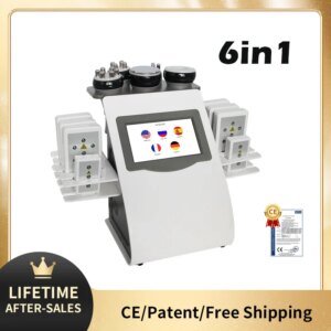 6 In 1 40K Vacuum System Ultrasonic Cavitation Machine Lipolaser Body Slimming Massage RF Cellulite Reduction Skin Lifting Beaut