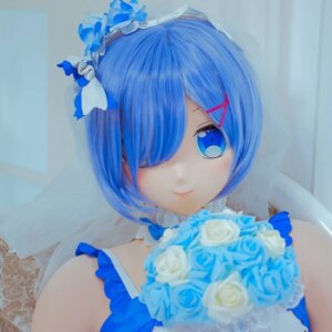 (KM5292)Quality Handmade Female/Girl Resin 3/4 Head Japanese Cartoon Character Rem Cosplay Kigurumi Mask Crossdresser