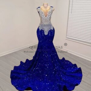 Sparkly Sequins Mermaid Prom Dresses Customized Sleeveless Crystals Beaded Diamond Evening Gown Women Formal Party Clothing 2025