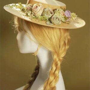 New top hat vintage hollow flowers mori tie flat bridal wedding headwear