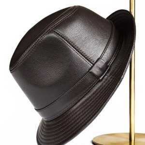 Leather men’s outdoor warm fashion casual flat hat top