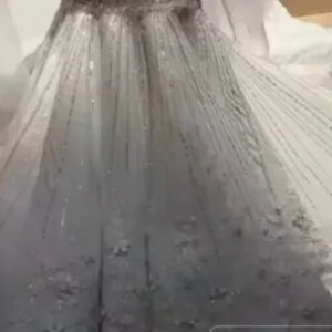 Customized Dress Pearls Long Sleeves Mermaid Ruffles Skirt Evening Dresses