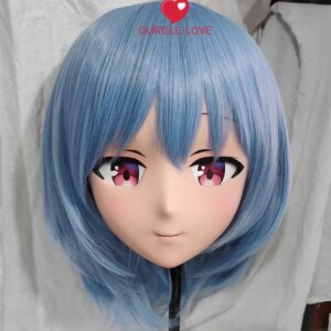 (GLb0345)Customize Character Female Girl Resin Half Head Crossdress Cosplay Japanese Anime Role Kigurumi Mask With Eyes And Wig