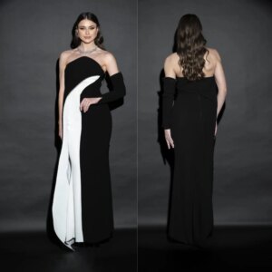 Customized Sparkle Exquisite Jersey Draped Pleat Ruched Clubbing A-line Strapless Bespoke Occasion Gown Long Dresses