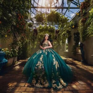 Customized Blackish Green Lace Appliques Quinceanera Dresses Tulle Cap Sleeves Court Train Ball Gown Vestidos De 15 Anos