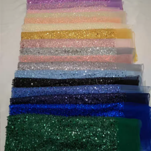 Multi-Colour Sequins Lace Fabric Fashionable Shiny Glitter Fabric Machine Beaded Wedding Dresses Lace